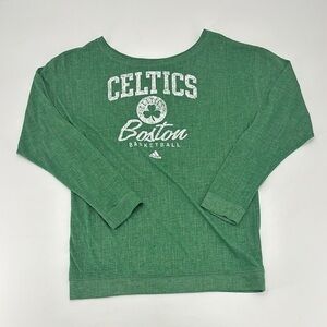 UEC Adidas green Celtics boat neck long sleeve t-shirt small